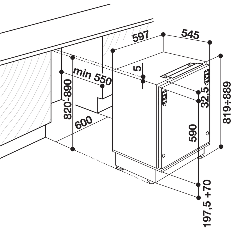 Hotpoint-Refrigerator-Built-in-HF-A1.UK-Steel-Technical-drawing