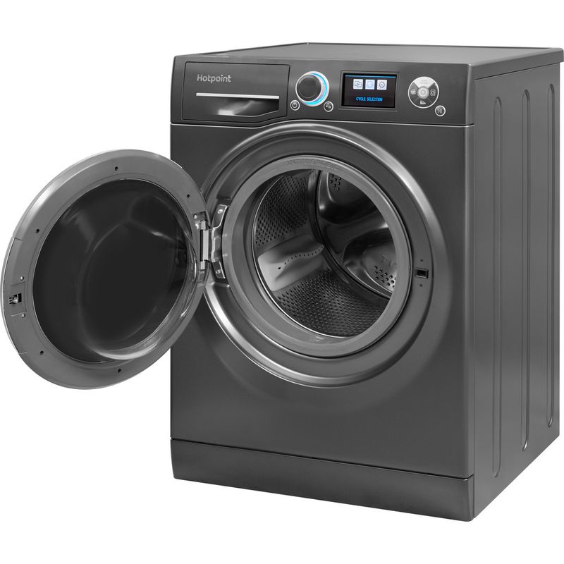 Hotpoint-Washing-machine-Freestanding-RZ-1066-B-UK-Black-Front-loader-A----Perspective-open