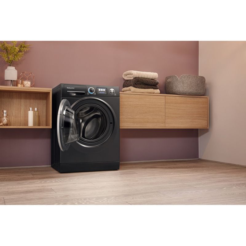 Hotpoint-Washing-machine-Freestanding-RZ-1066-B-UK-Black-Front-loader-A----Lifestyle-perspective-open