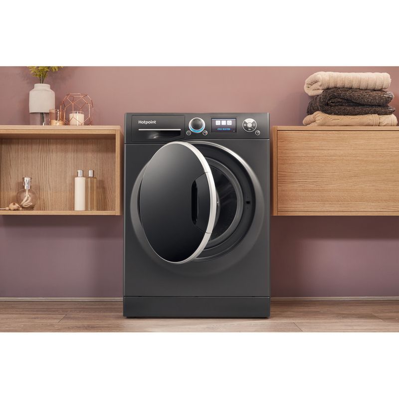 Hotpoint-Washing-machine-Freestanding-RZ-1066-B-UK-Black-Front-loader-A----Lifestyle-frontal-open