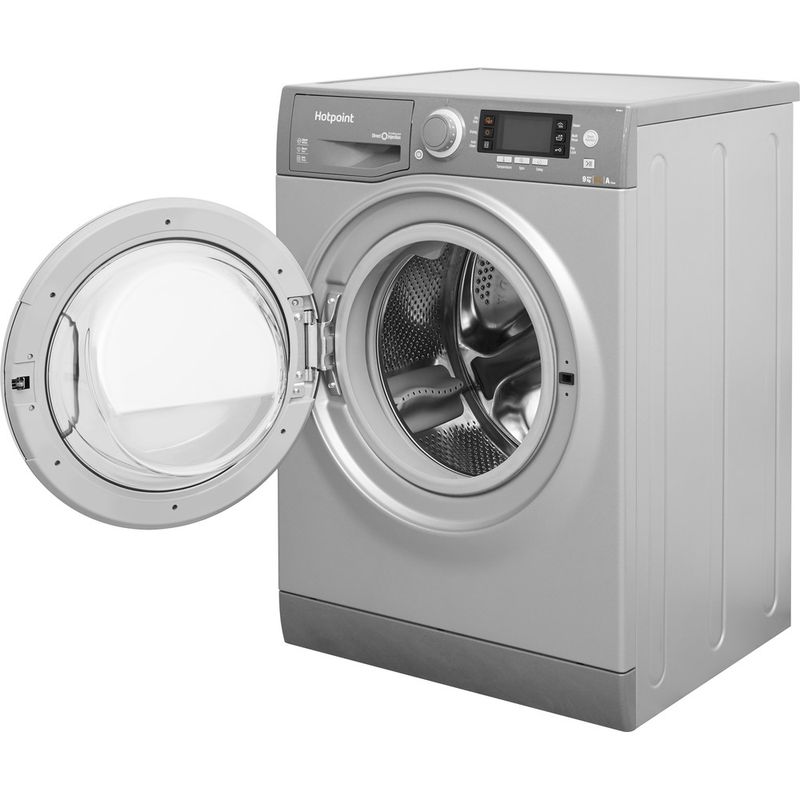 Hotpoint-Washer-dryer-Freestanding-RD-966-JGD-UK-Graphite-Front-loader-Perspective-open