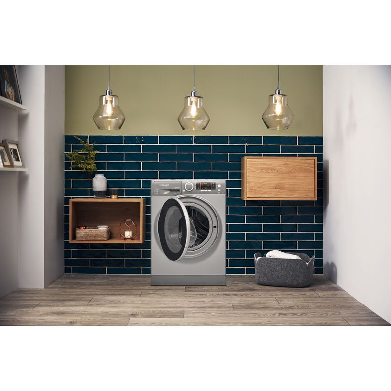 Hotpoint-Washer-dryer-Freestanding-RD-966-JGD-UK-Graphite-Front-loader-Lifestyle-frontal-open