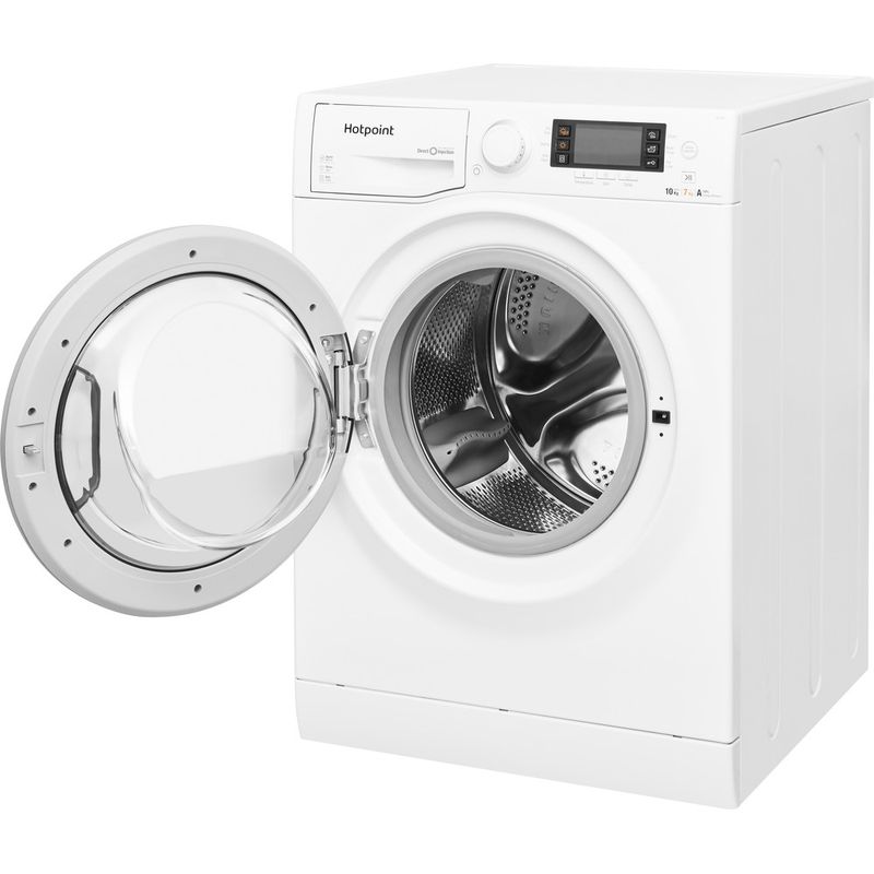 Hotpoint-Washer-dryer-Freestanding-RD-1076-JD-UK-White-Front-loader-Perspective-open