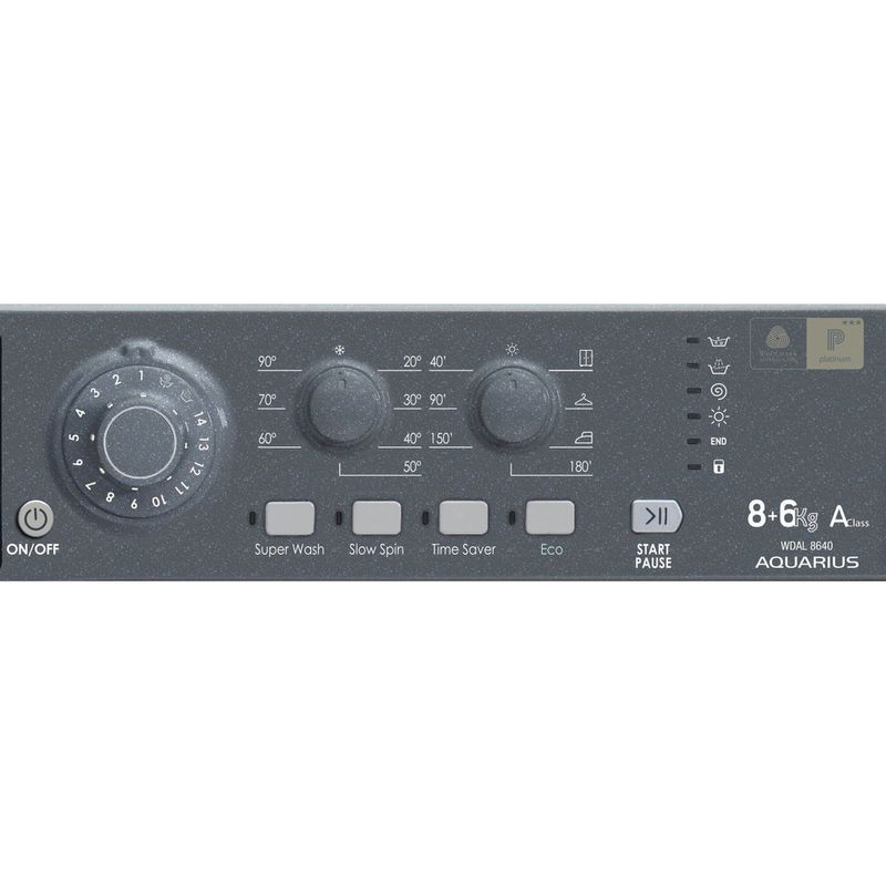 Hotpoint-Washer-dryer-Freestanding-WDAL-8640G-UK-Graphite-Front-loader-Control-panel
