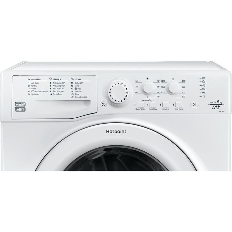 Hotpoint-Washing-machine-Freestanding-FML-942P-UK-White-Front-loader-A---Control-panel