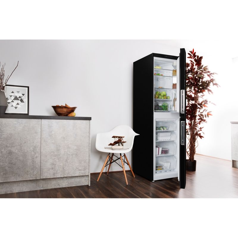 Hotpoint-Fridge-Freezer-Freestanding-XAL85-T1I-K-WTD-Black-2-doors-Lifestyle-perspective-open