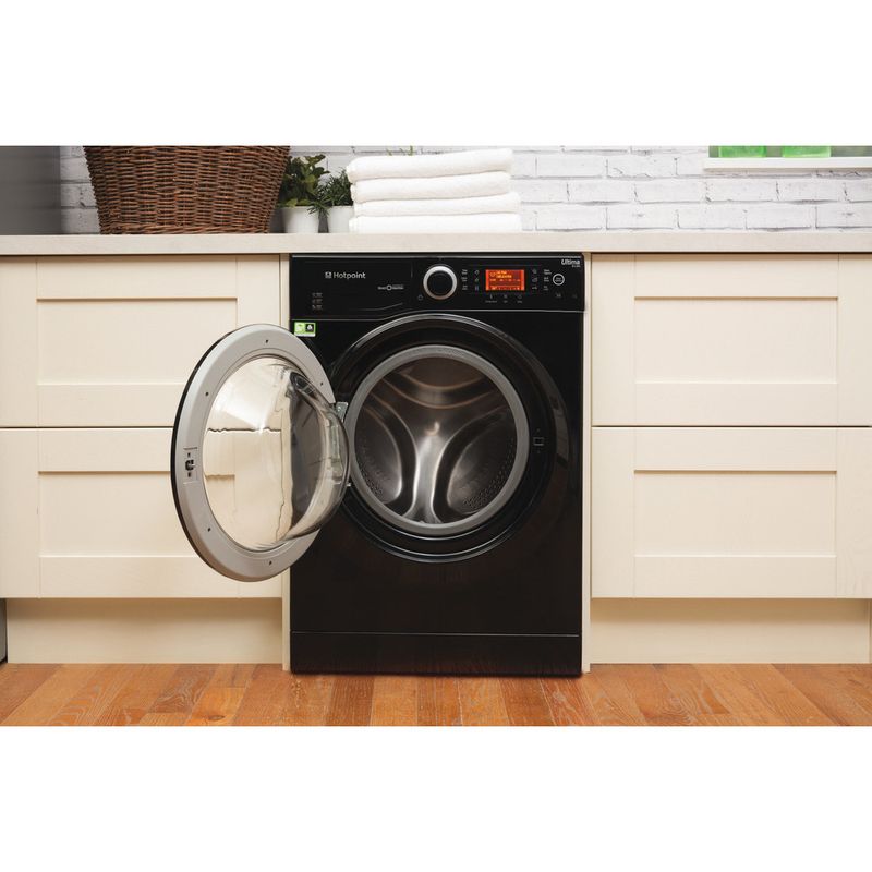 Hotpoint-Washing-machine-Freestanding-RPD-9477-DKD-UK-Black-Front-loader-A----Lifestyle-frontal-open