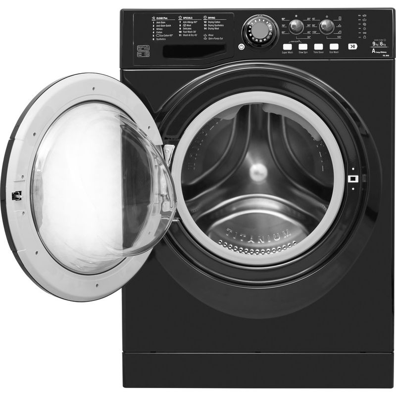 Hotpoint-Washer-dryer-Freestanding-FDL-9640K-UK-Black-Front-loader-Frontal-open
