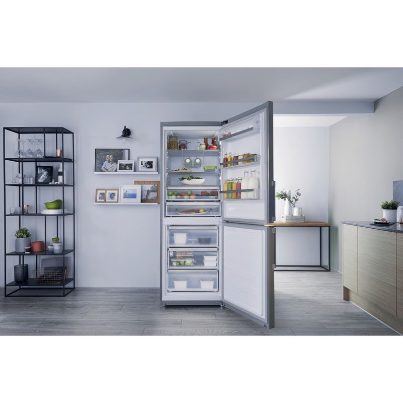 Hotpoint-Fridge-Freezer-Freestanding-NFFUD-191-X-Optic-Inox-2-doors-Lifestyle-frontal-open