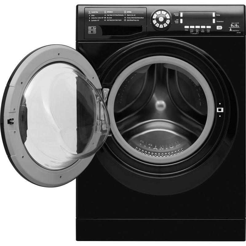 Hotpoint-Washer-dryer-Freestanding-FDF-9640-K-UK-Black-Front-loader-Frontal-open