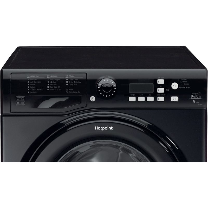 Hotpoint-Washer-dryer-Freestanding-FDF-9640-K-UK-Black-Front-loader-Control-panel