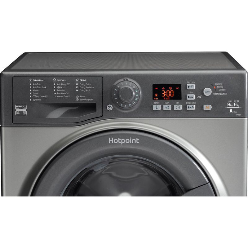 Hotpoint-Washer-dryer-Freestanding-FDF-9640-G-UK-Graphite-Front-loader-Control-panel