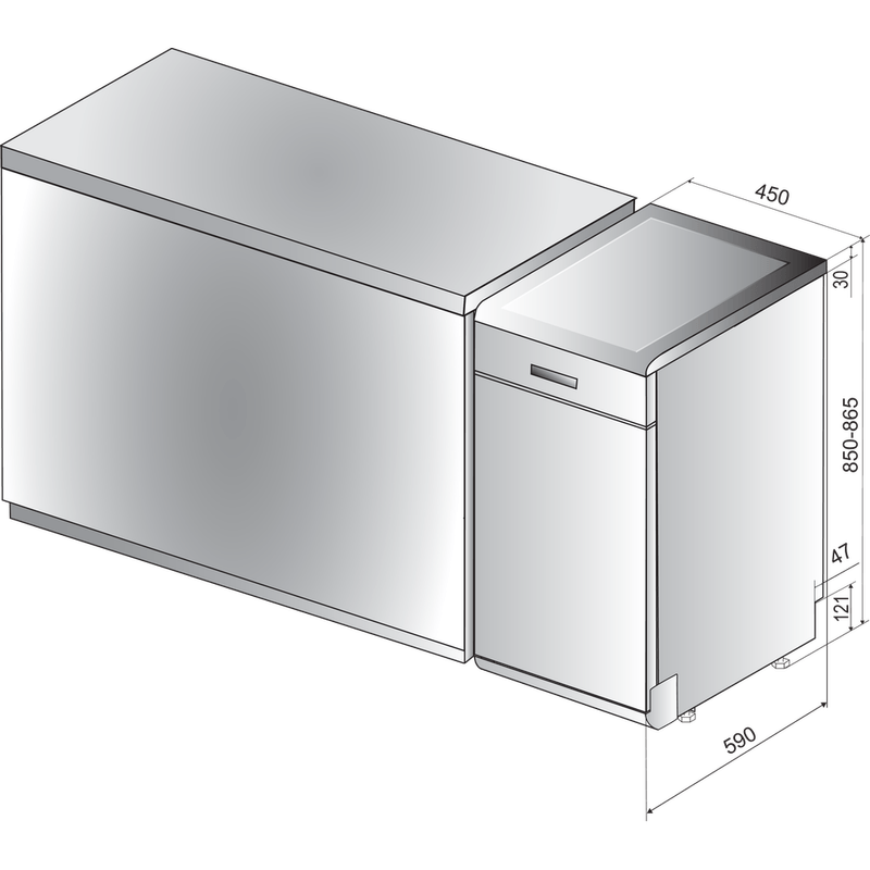 Hotpoint-Dishwasher-Freestanding-HSFO-3T223-W-X-UK-Freestanding-A---Technical-drawing