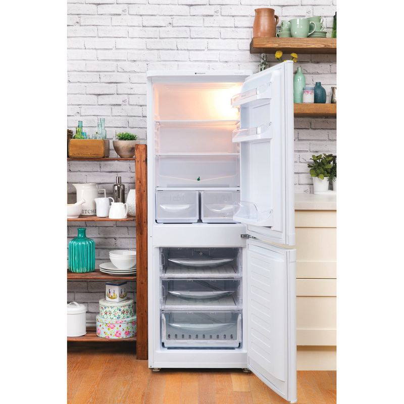 Hotpoint-Fridge-Freezer-Freestanding-HBD-5515-W-UK-White-2-doors-Lifestyle-frontal-open