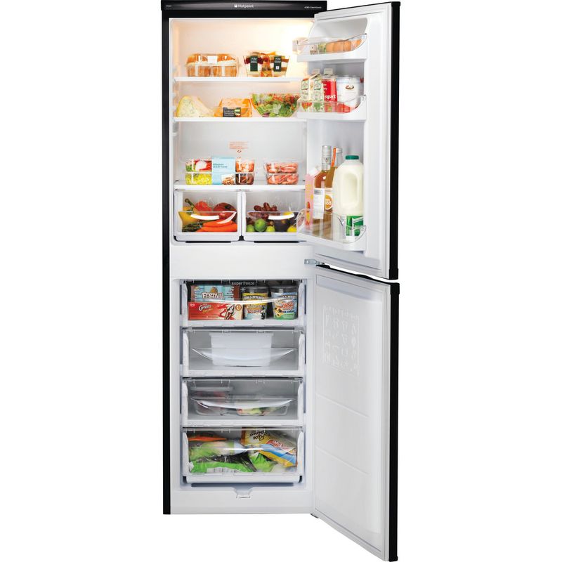 Hotpoint-Fridge-Freezer-Freestanding-HBD-5517-B-UK-Black-2-doors-Frontal-open