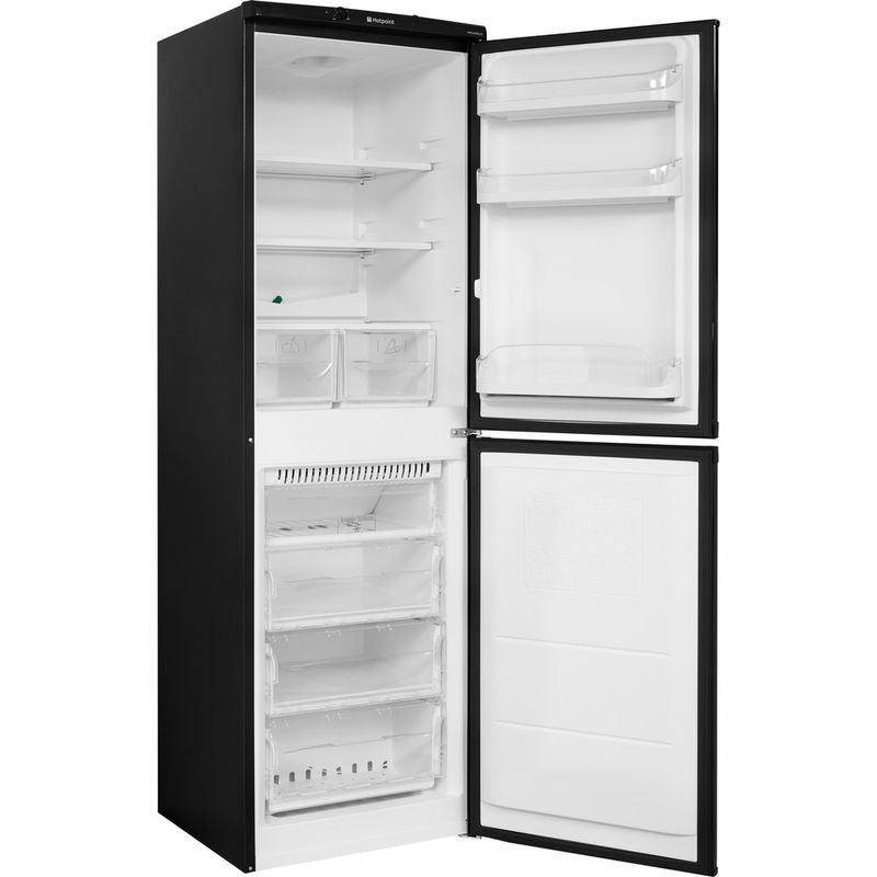 Hotpoint-Fridge-Freezer-Freestanding-HBNF-5517-B-UK-Black-2-doors-Perspective-open
