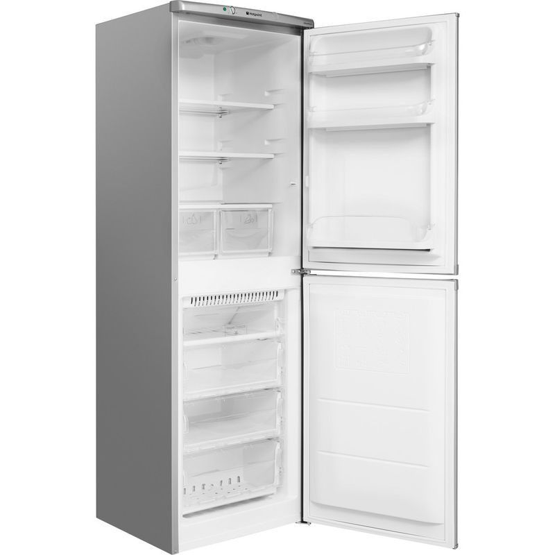 Hotpoint-Fridge-Freezer-Freestanding-HBNF-5517-S-UK-Silver-2-doors-Perspective-open