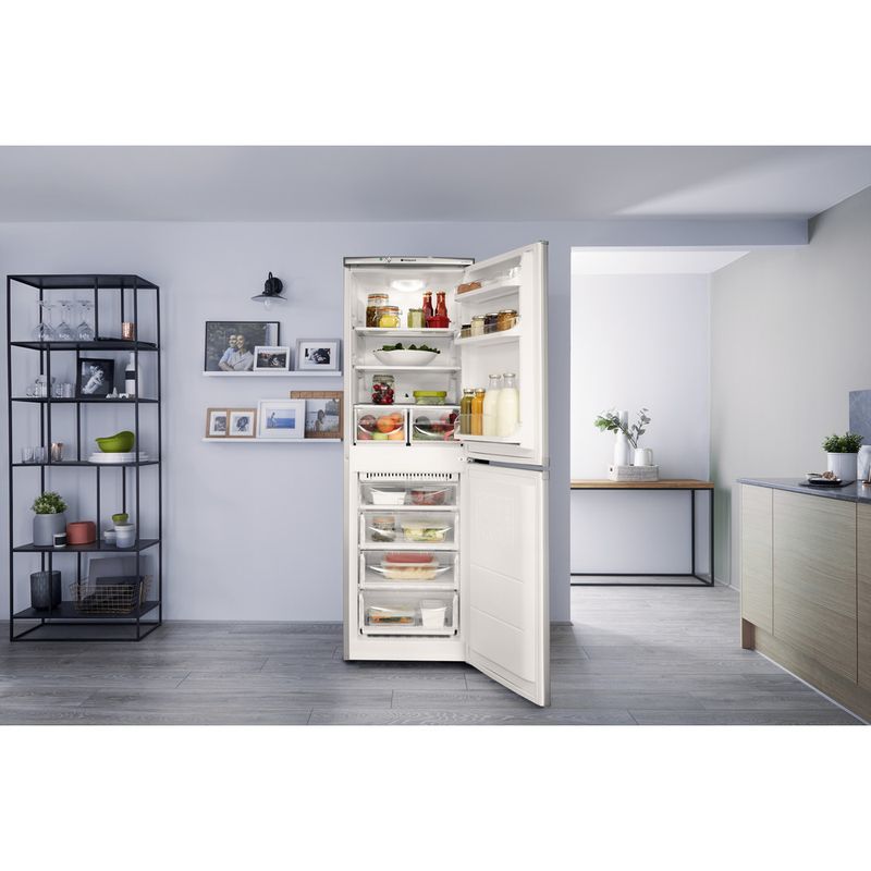 Hotpoint-Fridge-Freezer-Freestanding-HBNF-5517-S-UK-Silver-2-doors-Lifestyle-frontal-open
