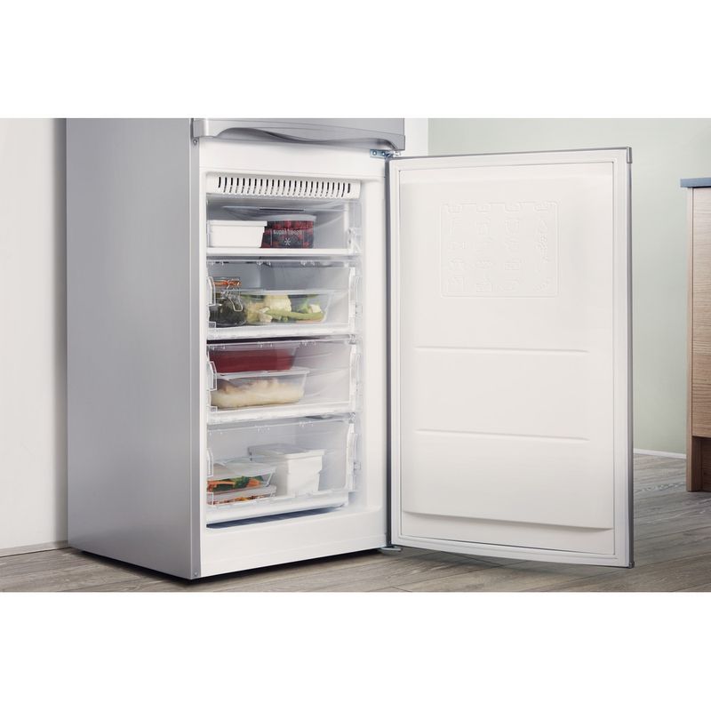Hotpoint-Fridge-Freezer-Freestanding-HBNF-5517-S-UK-Silver-2-doors-Lifestyle-perspective-open