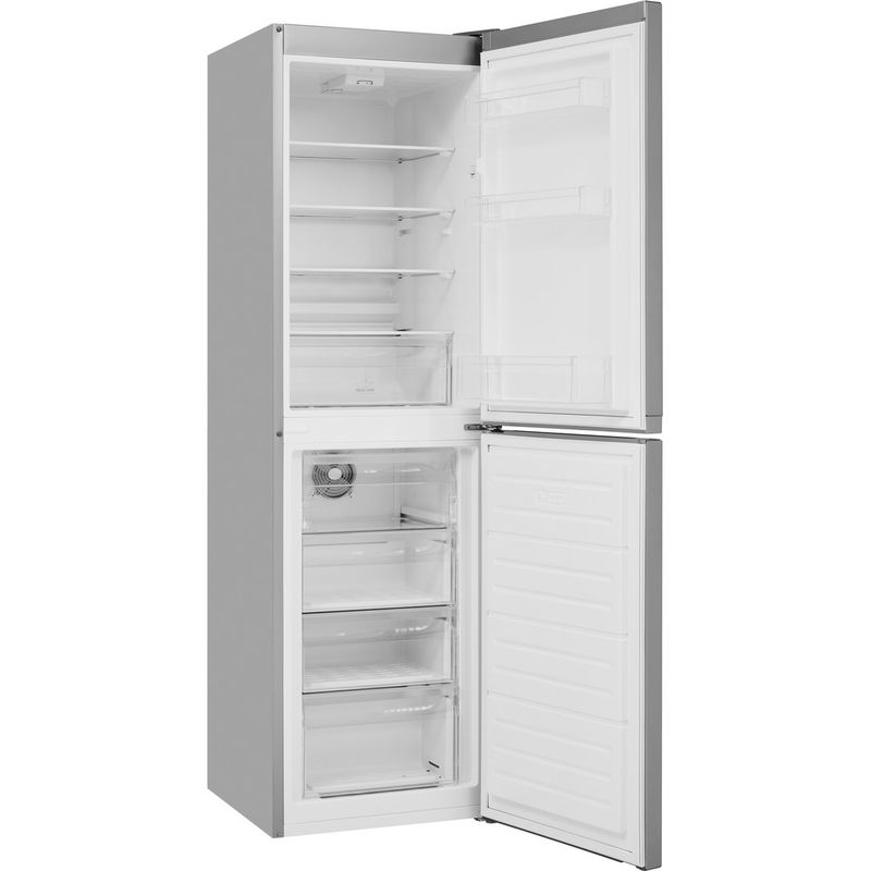 Hotpoint-Fridge-Freezer-Freestanding-HBNF-55181-S-UK-Silver-2-doors-Perspective-open