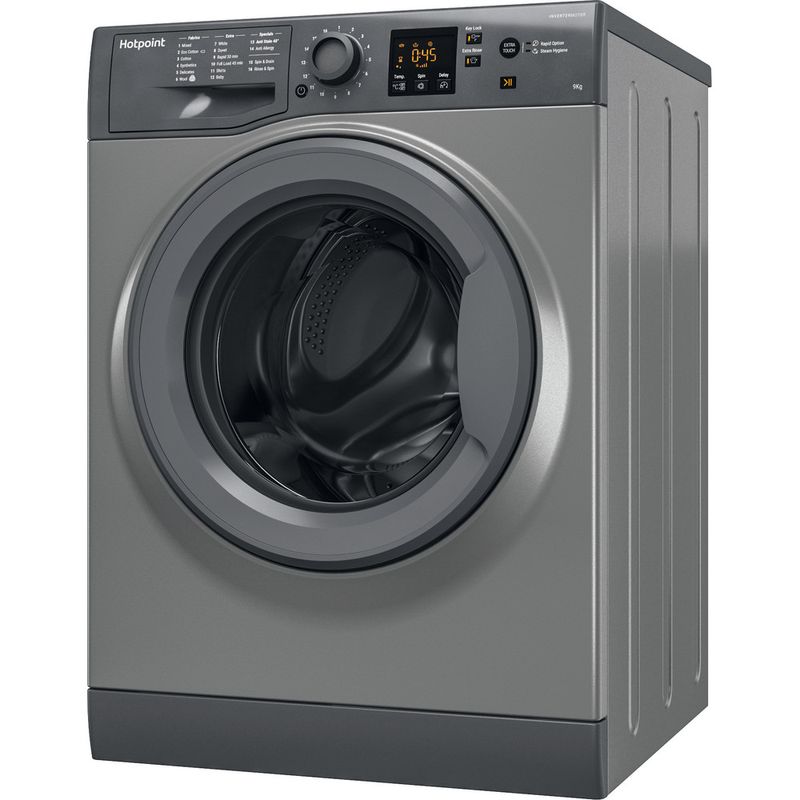 Hotpoint-Washing-machine-Freestanding-NSWR-963C-GK-UK-Graphite-Front-loader-A----Perspective