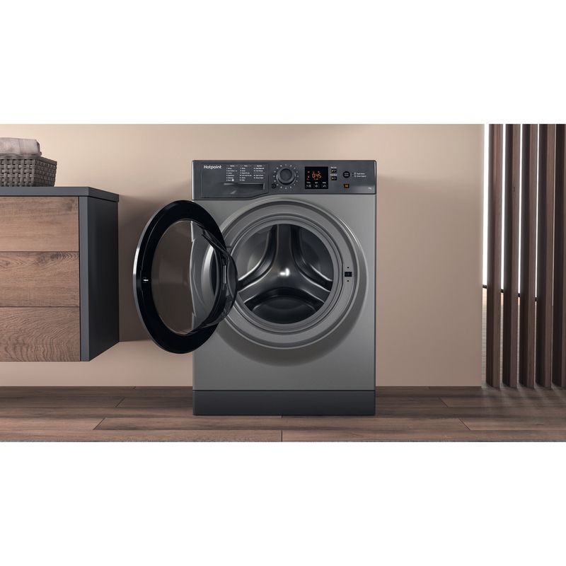 Hotpoint-Washing-machine-Freestanding-NSWR-963C-GK-UK-Graphite-Front-loader-A----Lifestyle-frontal-open