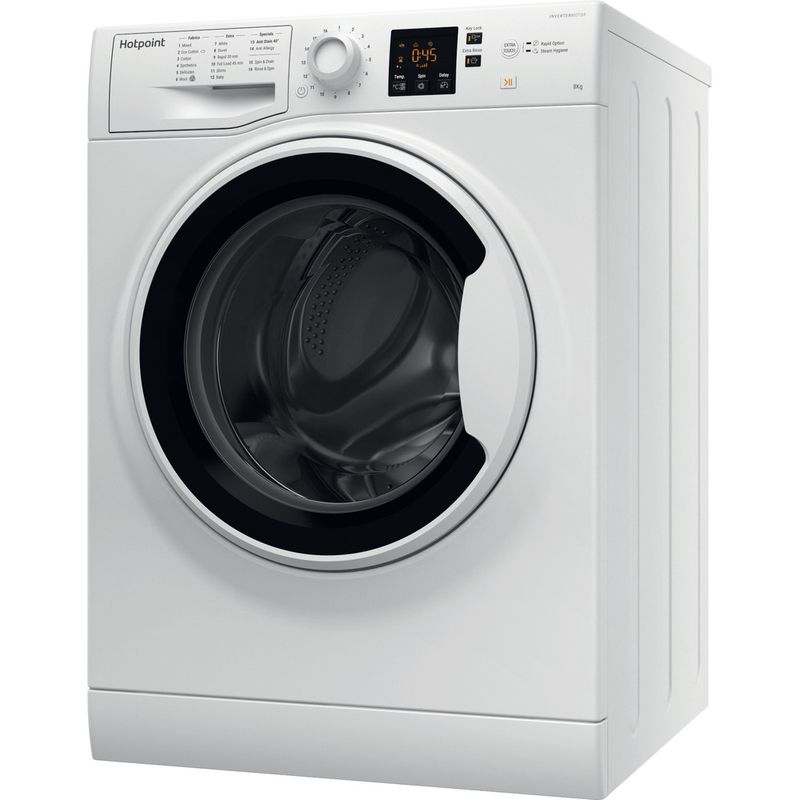 Hotpoint-Washing-machine-Freestanding-NSWA-843C-WW-UK-White-Front-loader-A----Perspective