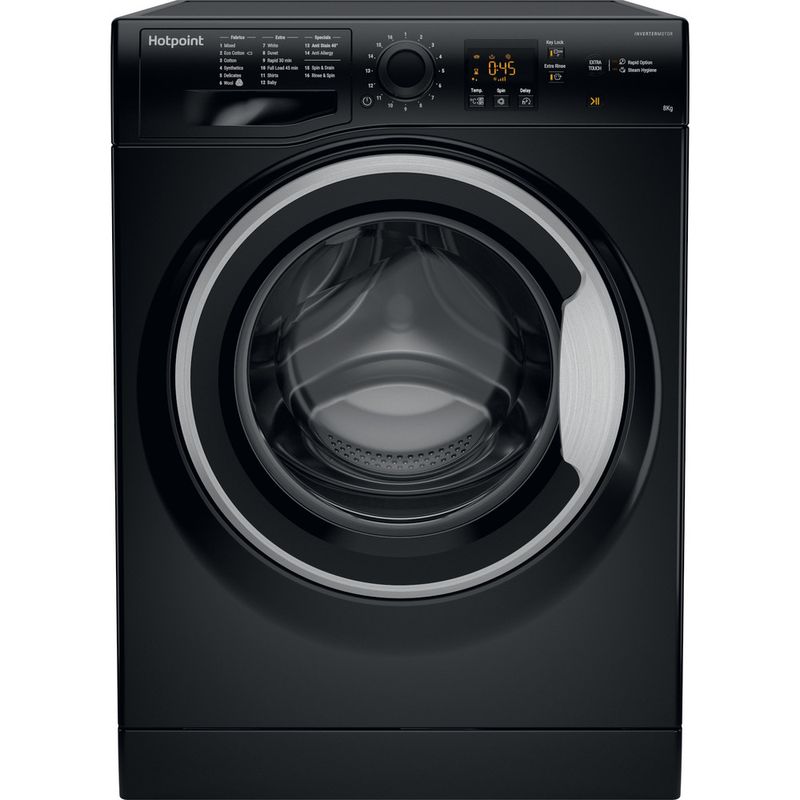 Hotpoint-Washing-machine-Freestanding-NSWM-863C-BS-UK-Black-Front-loader-A----Frontal