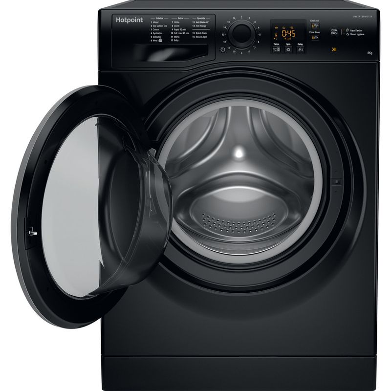 Hotpoint-Washing-machine-Freestanding-NSWM-863C-BS-UK-Black-Front-loader-A----Frontal-open