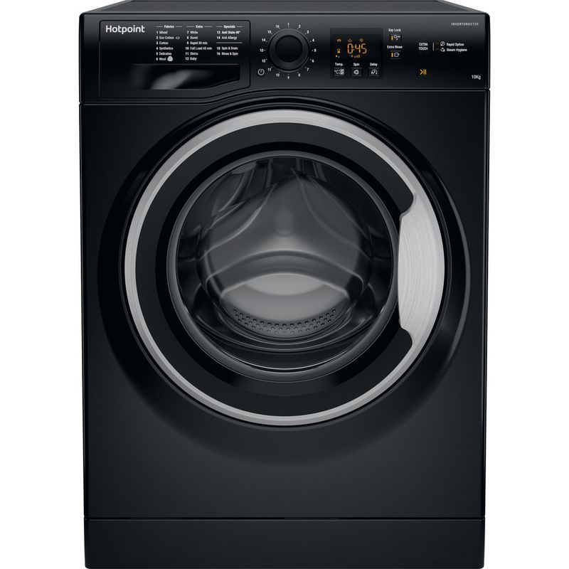Hotpoint-Washing-machine-Freestanding-NSWM-1043C-BS-UK-Black-Front-loader-A----Frontal