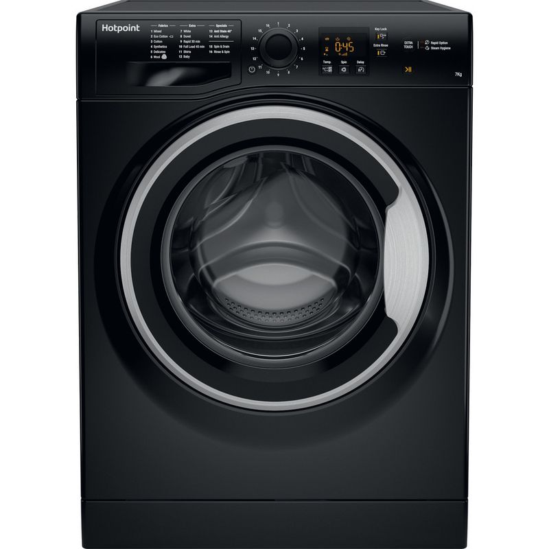 Hotpoint-Washing-machine-Freestanding-NSWM-743U-BS-UK-Black-Front-loader-A----Frontal