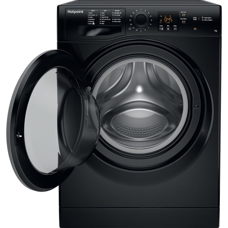 Hotpoint-Washing-machine-Freestanding-NSWM-743U-BS-UK-Black-Front-loader-A----Frontal-open