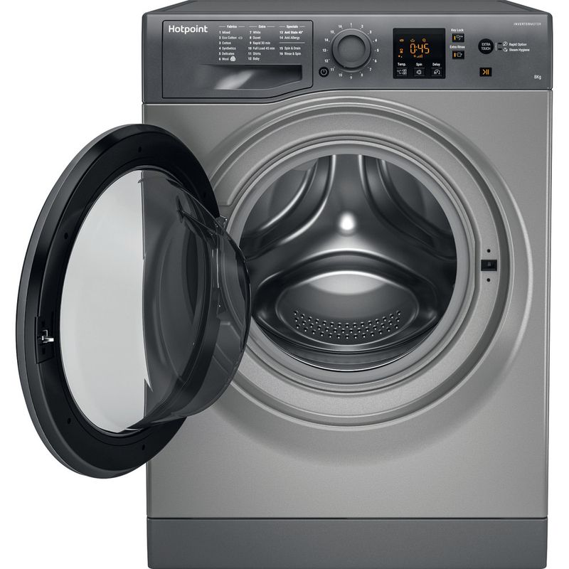 Hotpoint-Washing-machine-Freestanding-NSWM-843C-GG-UK-Graphite-Front-loader-A----Frontal-open