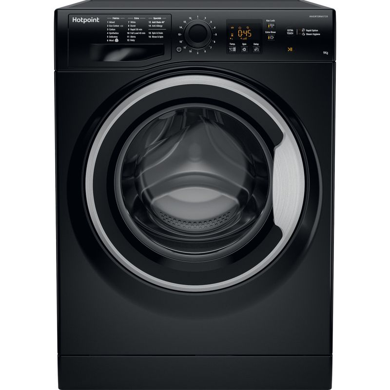 Hotpoint-Washing-machine-Freestanding-NSWF-943C-BS-UK-Black-Front-loader-A----Frontal
