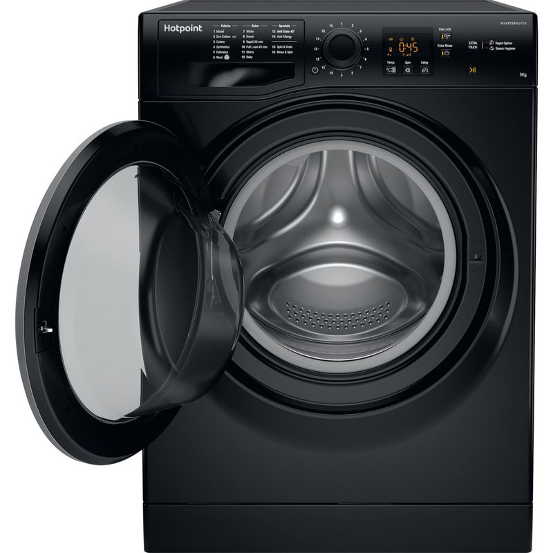 Hotpoint-Washing-machine-Freestanding-NSWF-943C-BS-UK-Black-Front-loader-A----Frontal-open