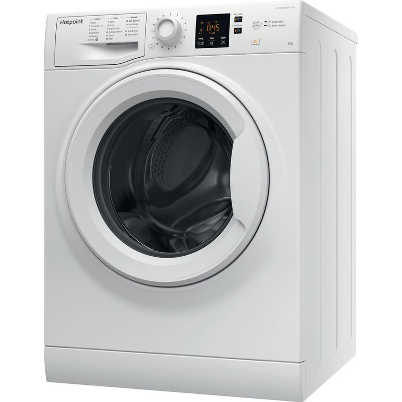 Hotpoint-Washing-machine-Freestanding-NSWM-843C-W-UK-White-Front-loader-A----Perspective