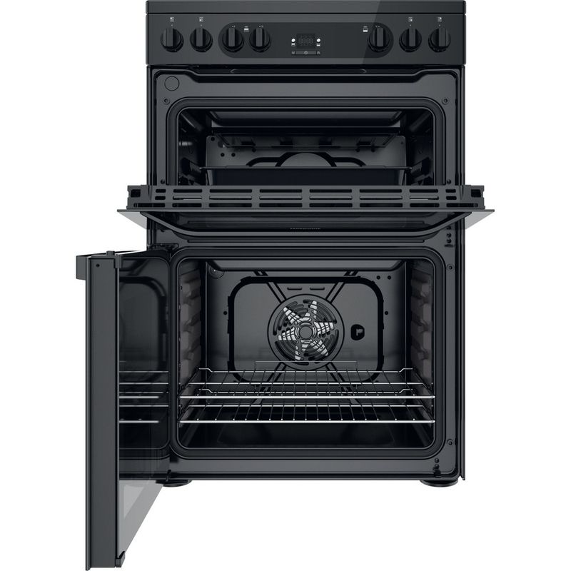 Hotpoint Double Cooker HDM67V92HCB/UK Black A Frontal open