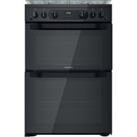 Hotpoint Double Gas Cooker - Black - 60cm - A+ | A+ Rated - HDM67G0CCB/UK