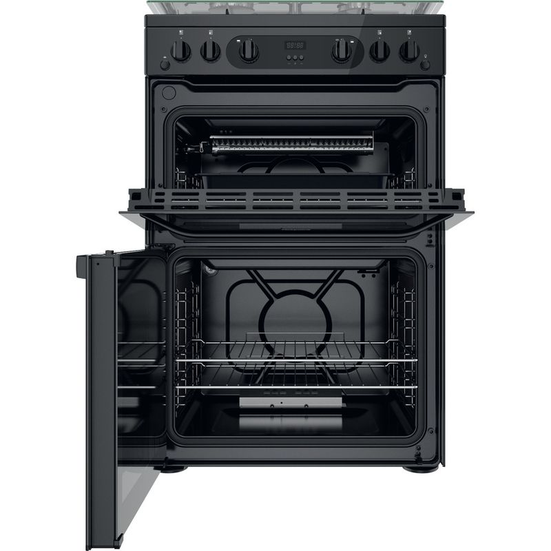 Hotpoint Double Cooker HDM67G0CCB/UK Black A+ Frontal open