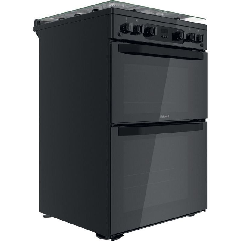 Hotpoint Double Cooker HDM67G0CCB/UK Black A+ Perspective