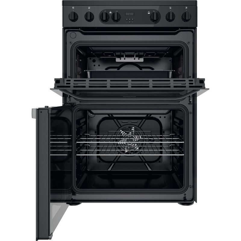 Hotpoint Double Cooker HDM67V9CMB/UK Black A Frontal open