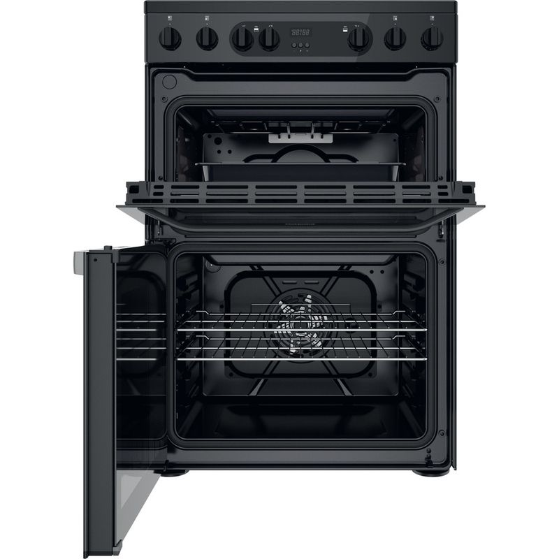Hotpoint-Double-Cooker-HDM67V9CMB-UK-Black-A-Frontal-open