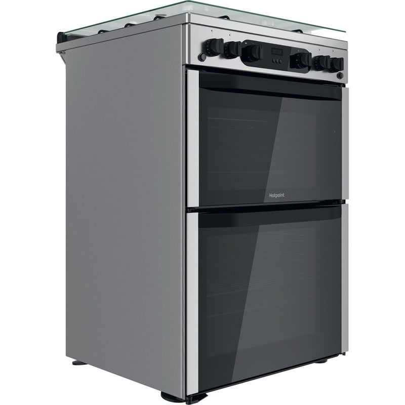 Hotpoint Double Cooker HDM67G0CCX/UK Inox A+ Perspective