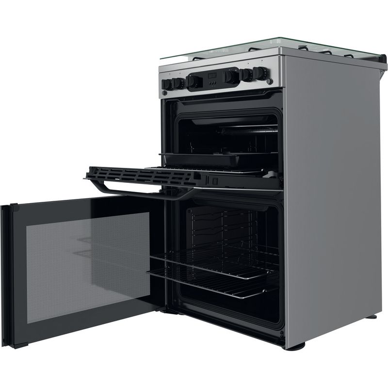 Hotpoint Double Cooker HDM67G0CCX/UK Inox A+ Perspective open