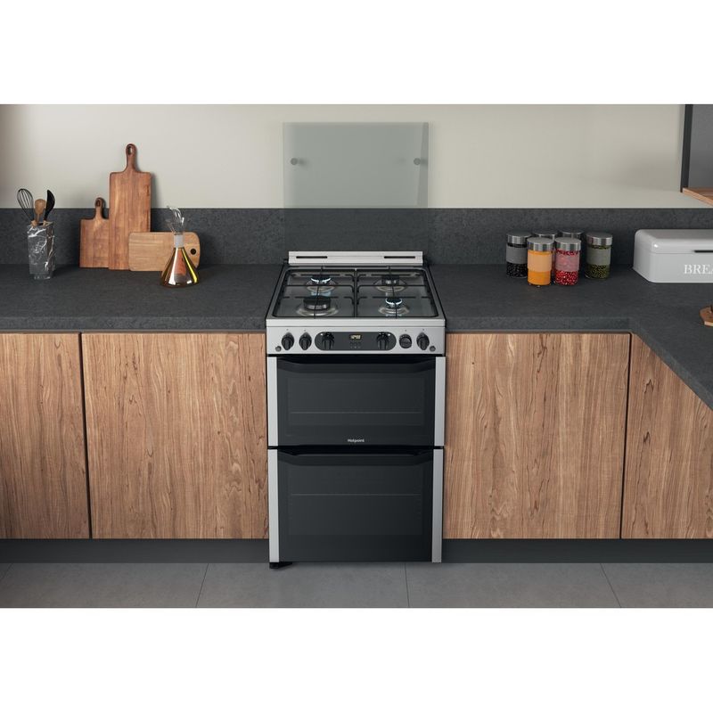 Hotpoint Double Cooker HDM67G0CCX/UK Inox A+ Lifestyle frontal top down