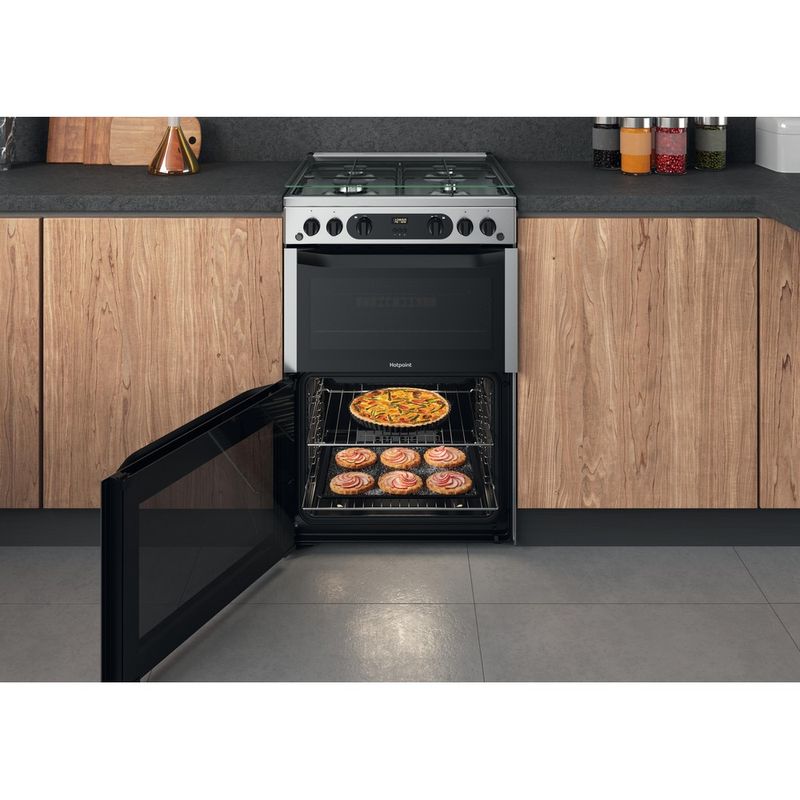 Hotpoint Double Cooker HDM67G0CCX/UK Inox A+ Lifestyle frontal open