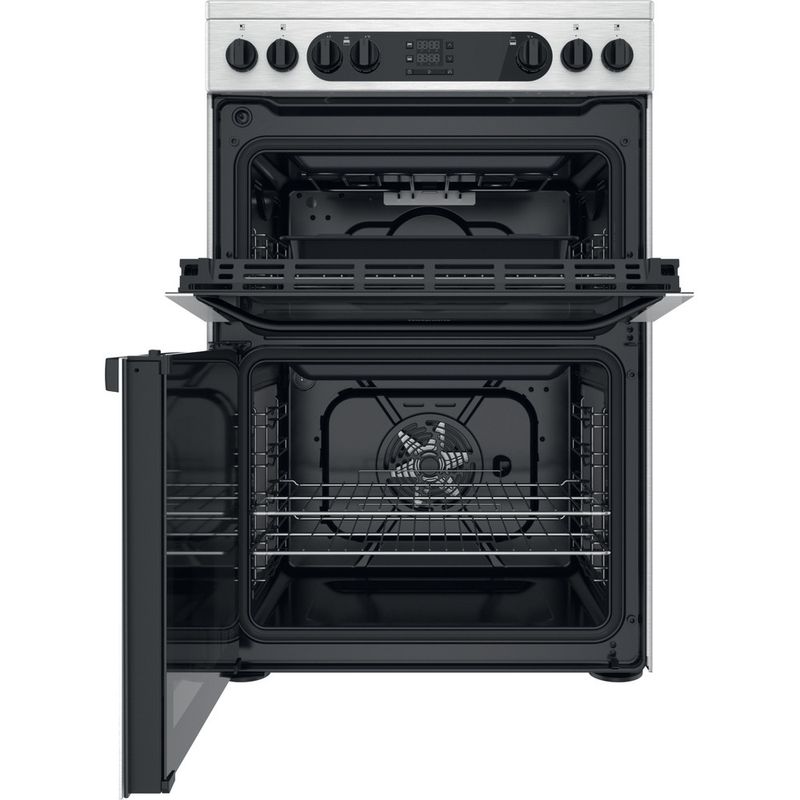 Hotpoint-Double-Cooker-HDM67V9DCX-UK-Inox-A-Frontal-open