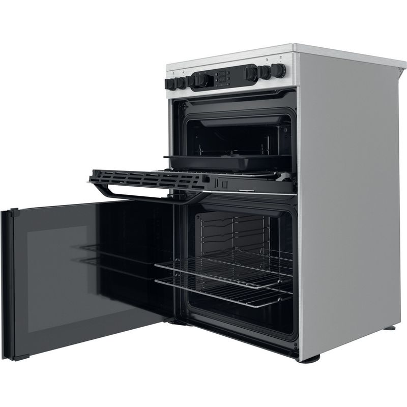 Hotpoint Double Cooker HDM67V9DCX/UK Inox A Perspective open