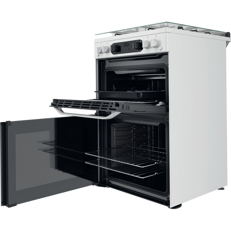 Hotpoint Double Cooker HDM67G0CCW/UK White A+ Perspective open