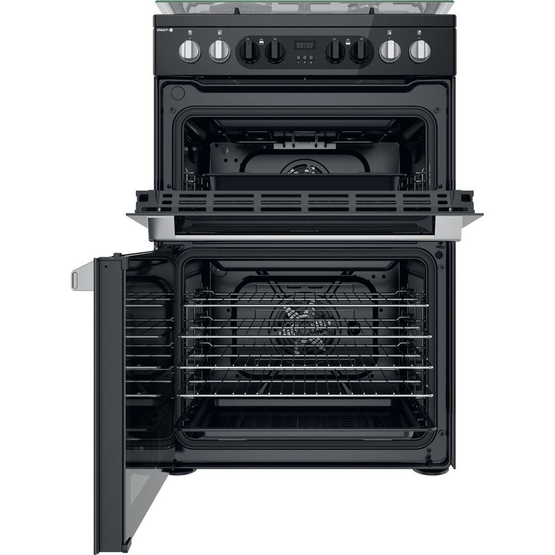 Hotpoint Double Cooker HDM67G8CCB/UK Black A Frontal open